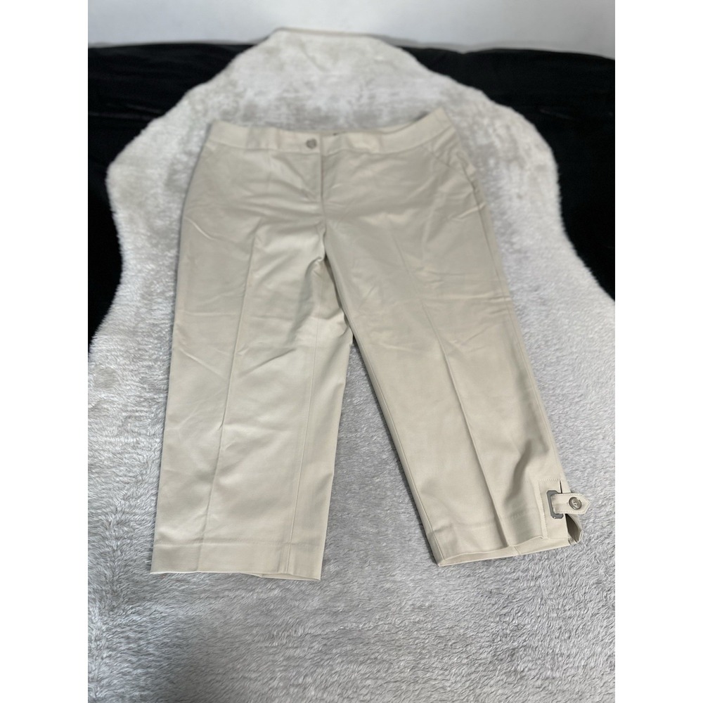 New Rafaella Curvy Khaki Capri‎ Pants Size 16 Stretch NWT $58 "23 Inseam